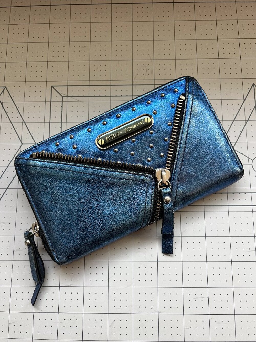 Betsy Johnson blue metallic wallet